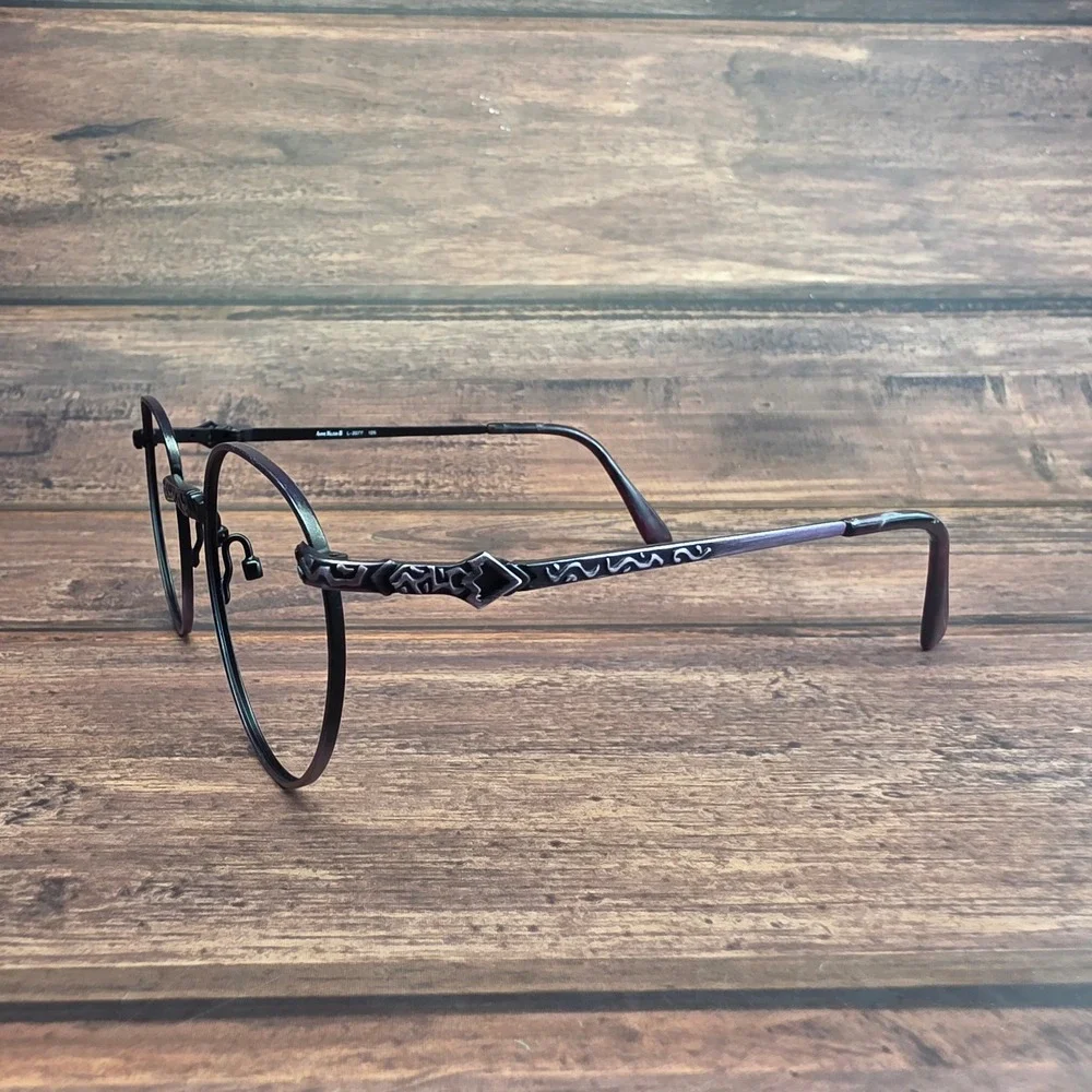Anne Klein II L-2077 Round Metal Eyeglass Frames Japan 49-20-125 Pewter 044